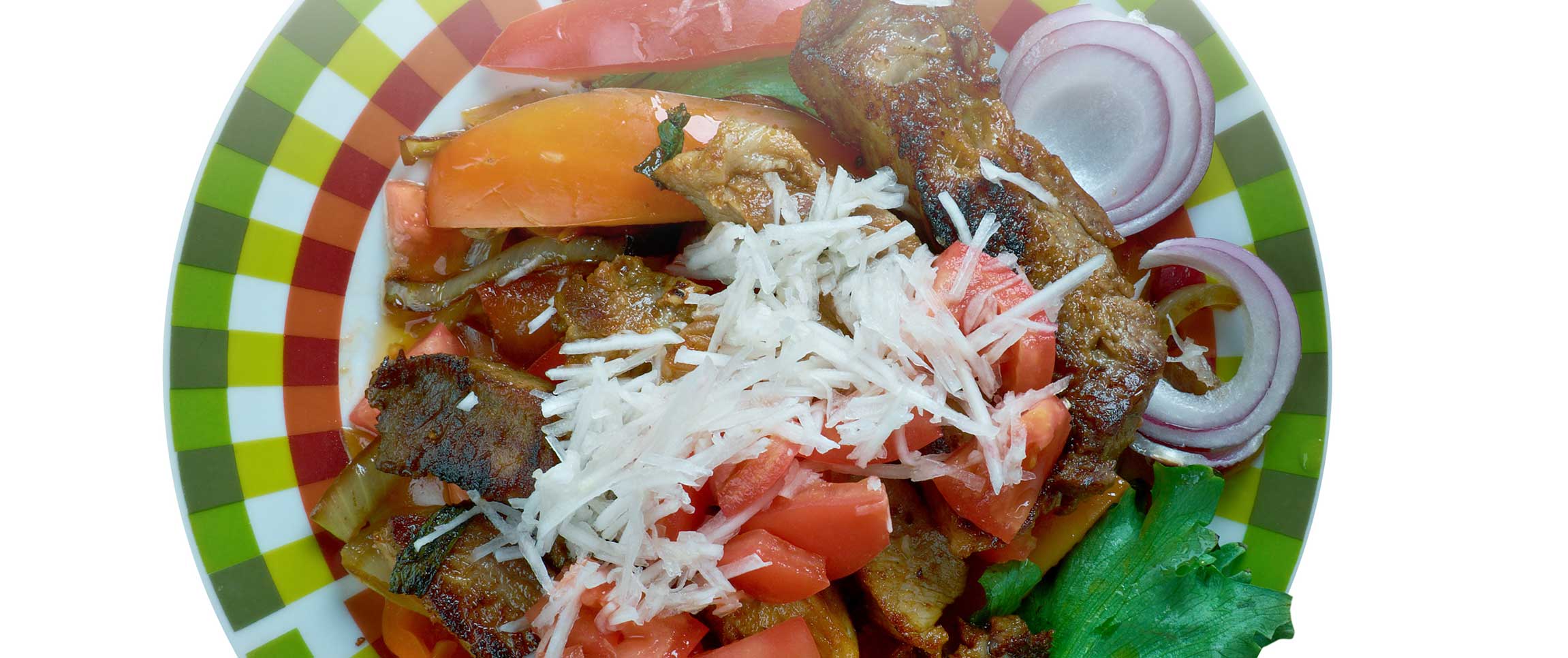 Spiced Beef Topped with Tomatoes and Peppers