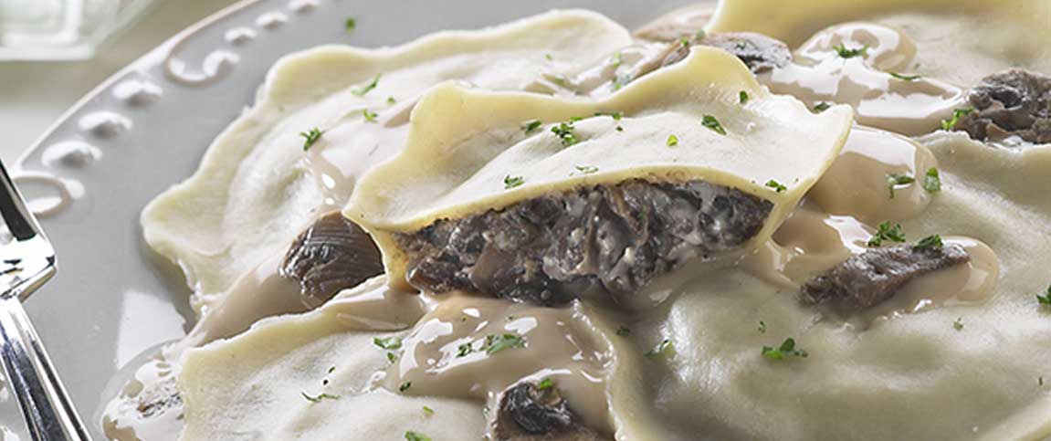 Mushroom Ravioli with Goat Cheese Sauce