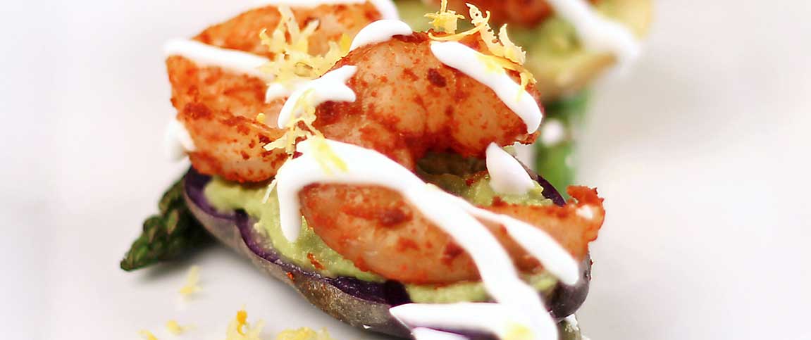 Shrimp and Spud Guacamole Bites