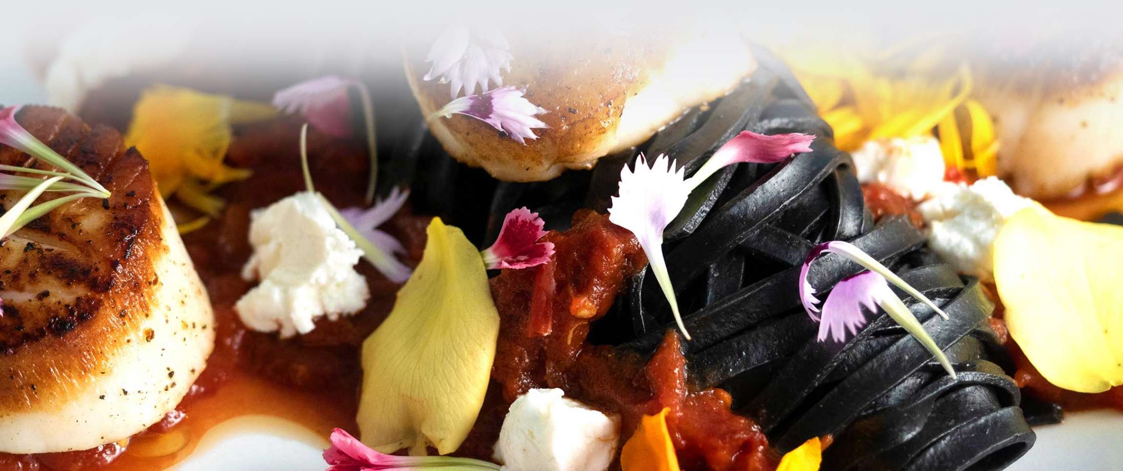 Squid Ink Linguine Scallops in Arrabbiata Sauce