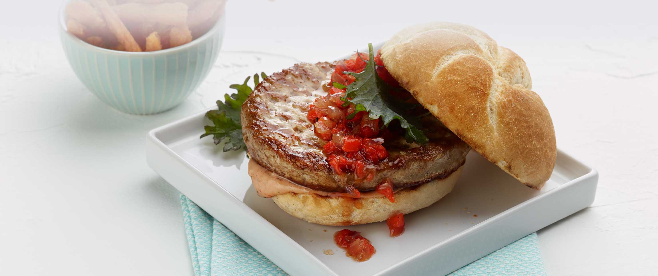 Savory White Turkey Burger with Cranberry Chili Chutney