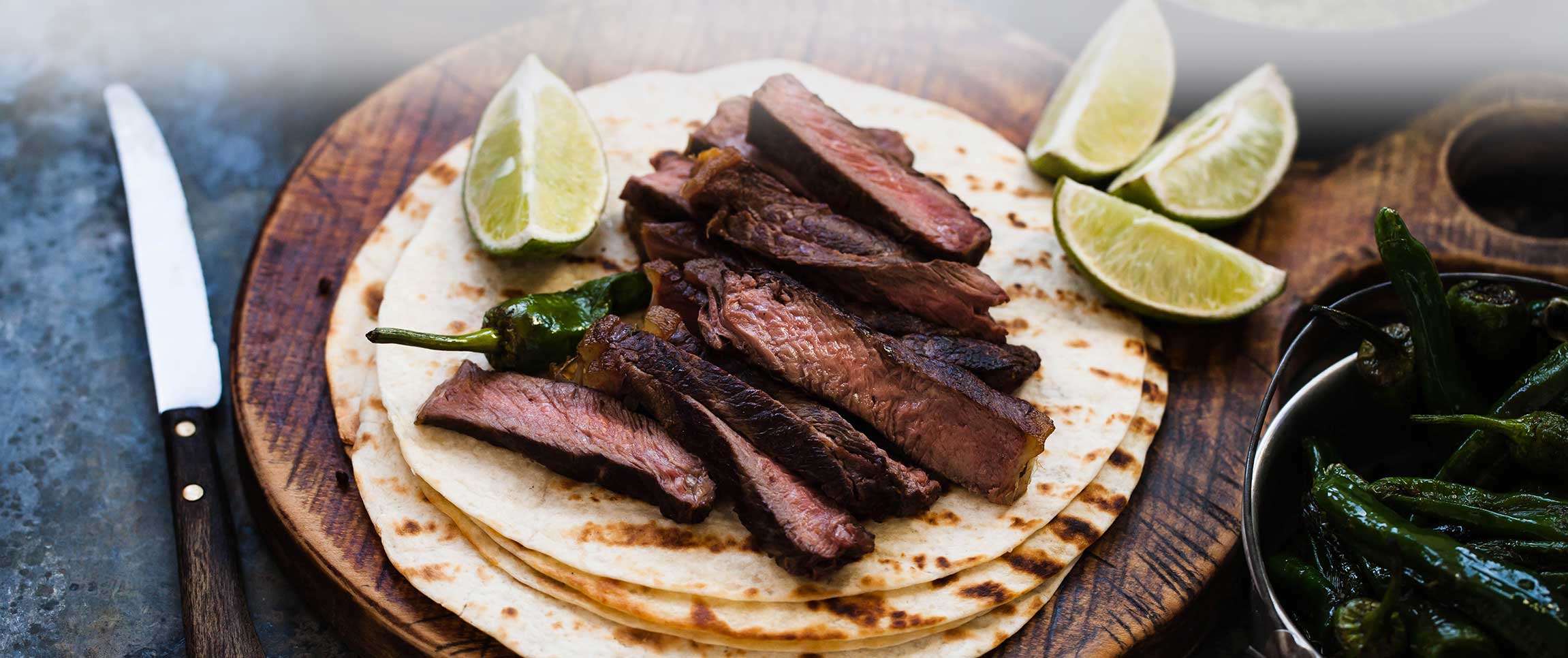 Carne Asada plated on a tortilla