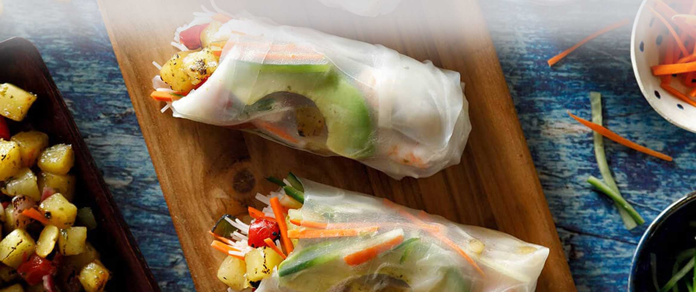 Roasted Pineapple and Shrimp Summer Rolls