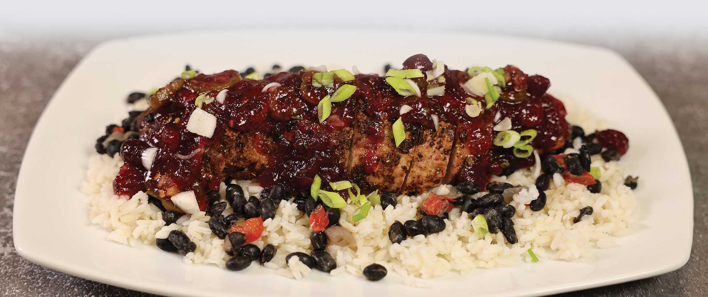 Pork Tenderloin with Cranberry Mojo Sauce