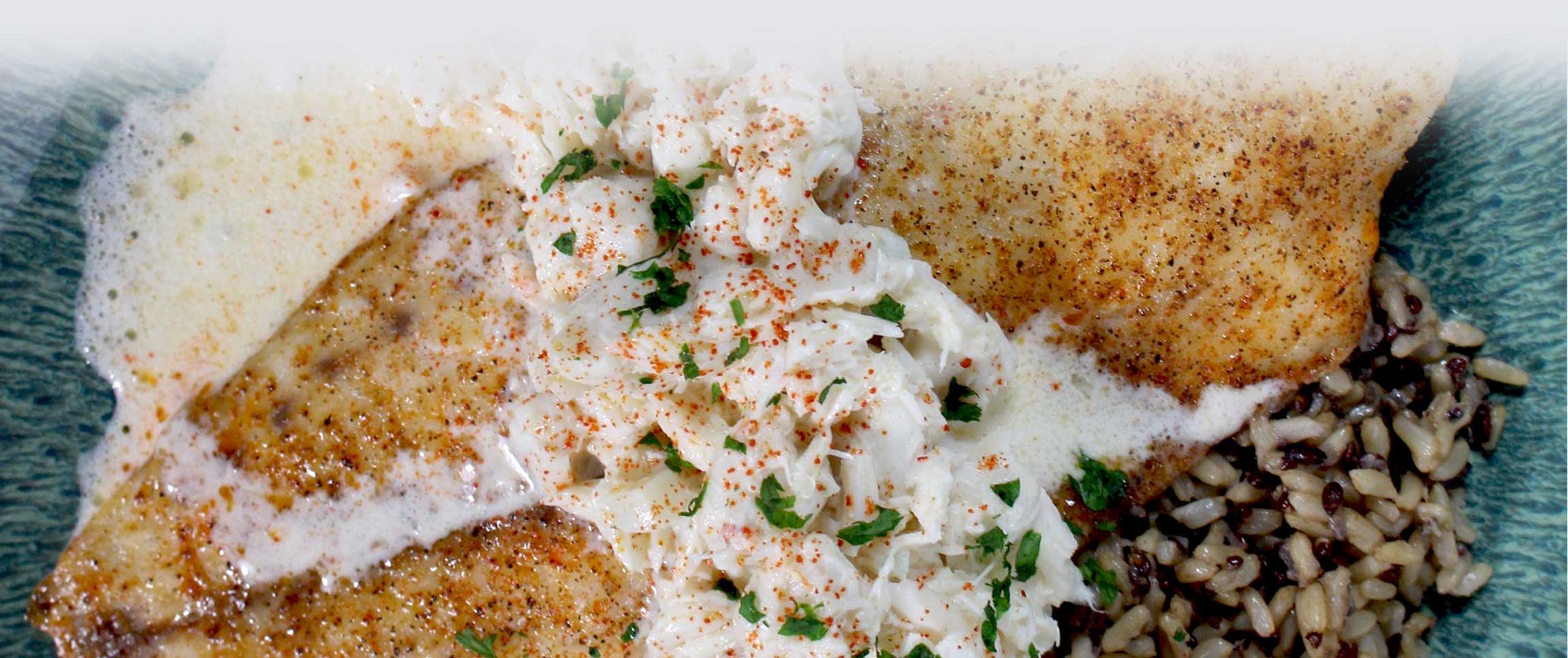 Baked Redfish with Lemon-Butter Crabmeat Sauce 