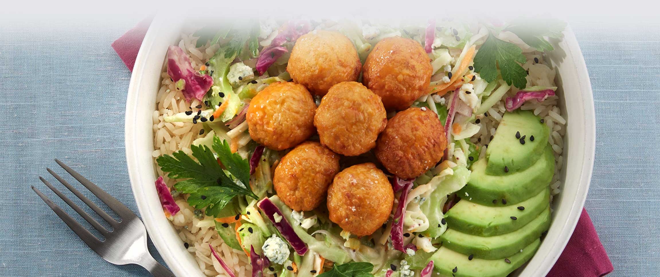 Buffalo Style Chicken Meatball Protein Bowl