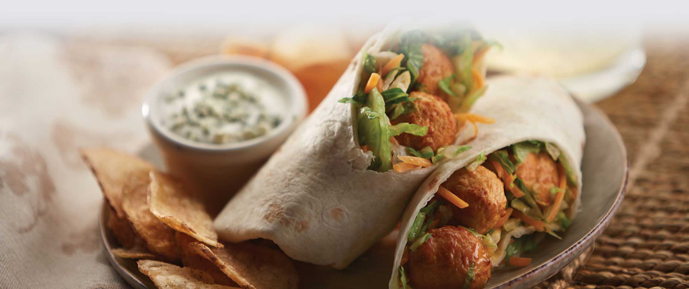 Buffalo Style Chicken Meatball Wrap