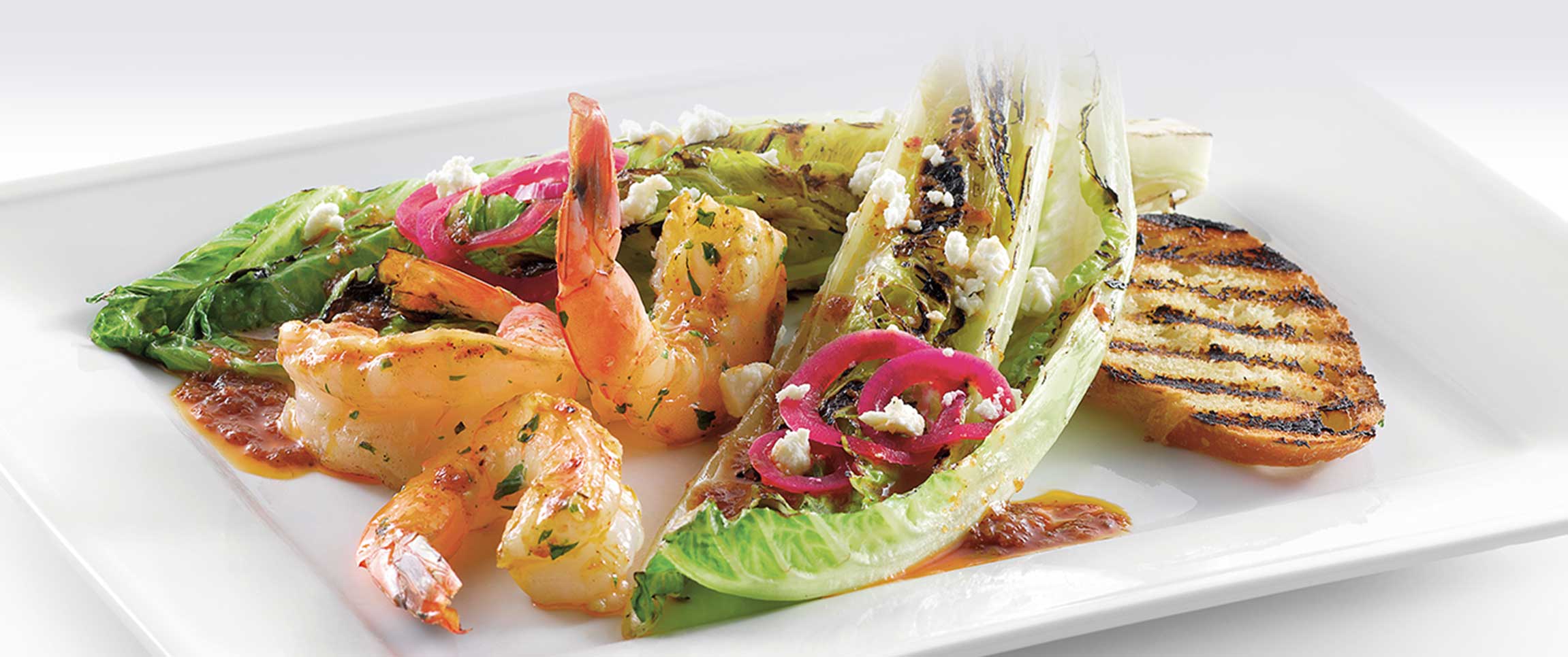 Grilled Latin Caesar Salad with Shrimp