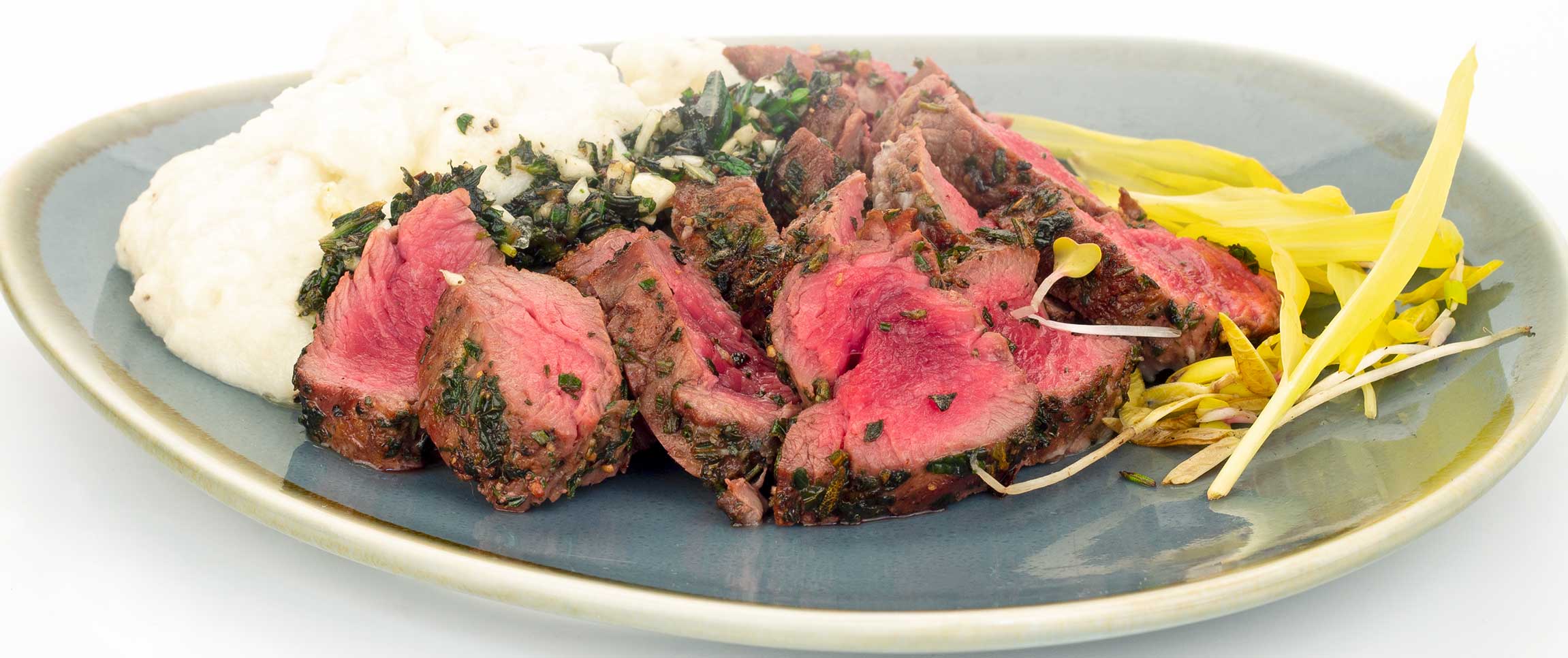 Pan Roasted Lamb Steak with Cauliflower Mash