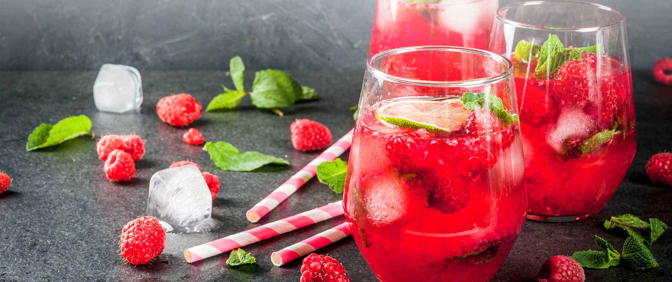 Red Wine Spritzer with Raspberries and Mint