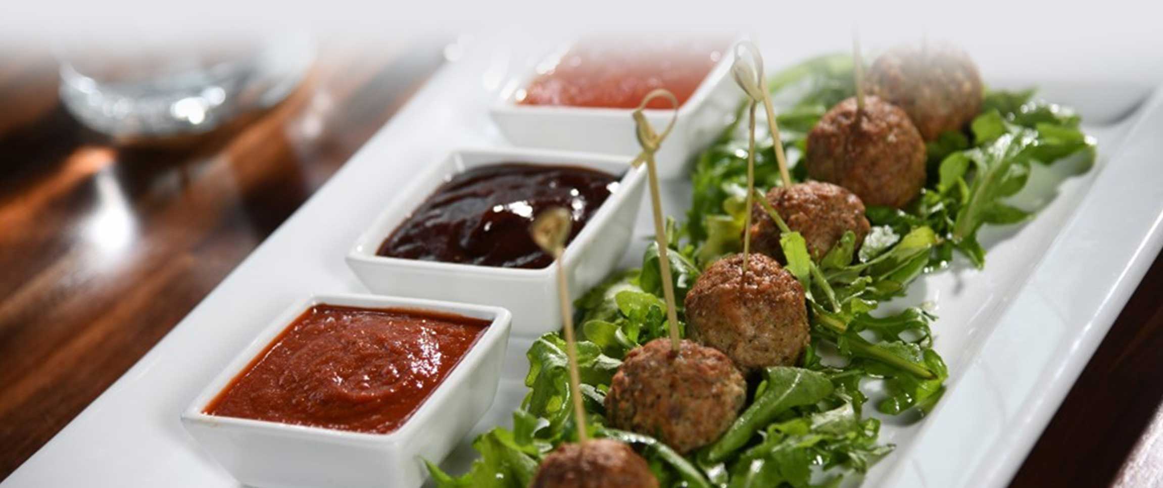 Roma Meatballs with Trio of Sauces