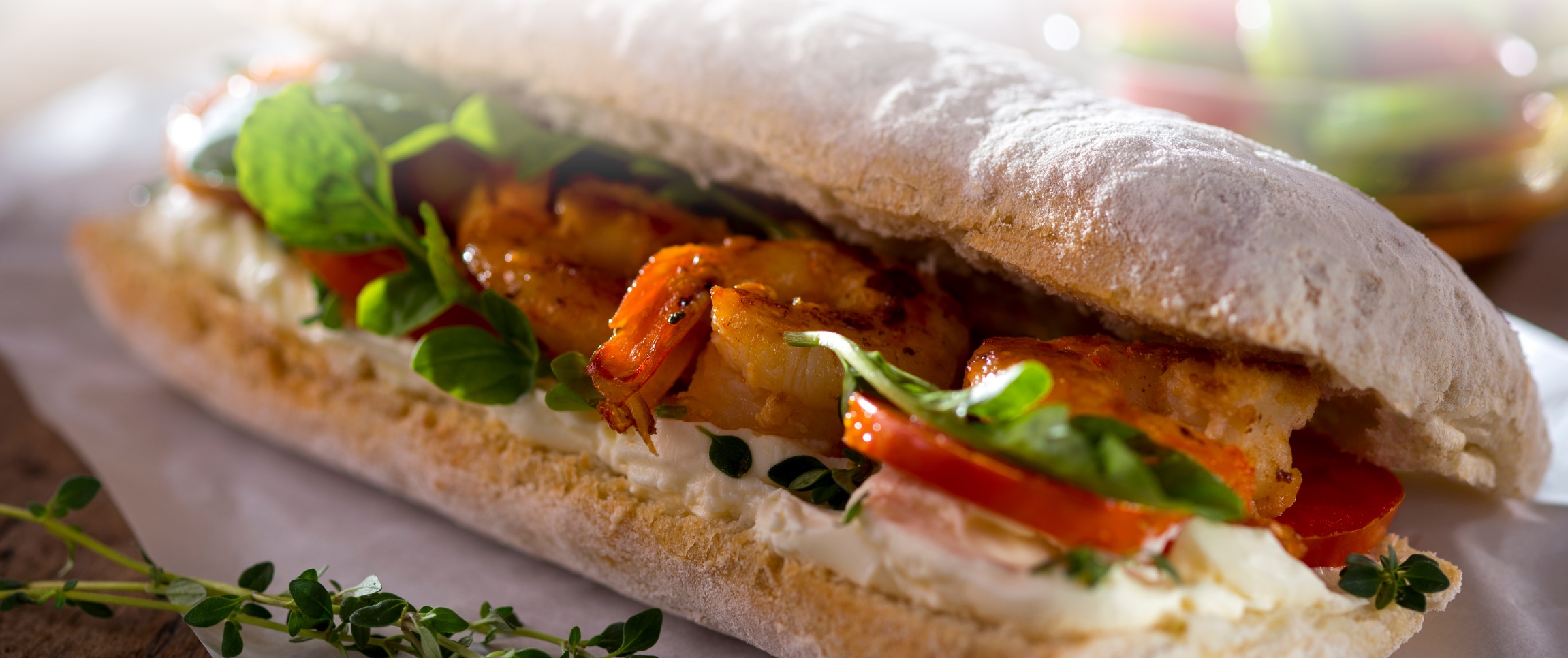 Grilled Shrimp and Tomato Salad Sandwich