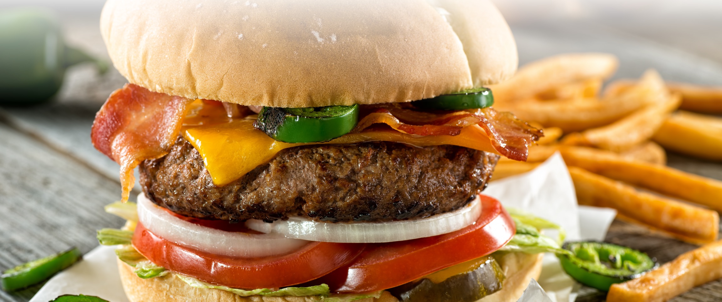 Jalapeno and Beer Mustard Bacon Cheddar Burger