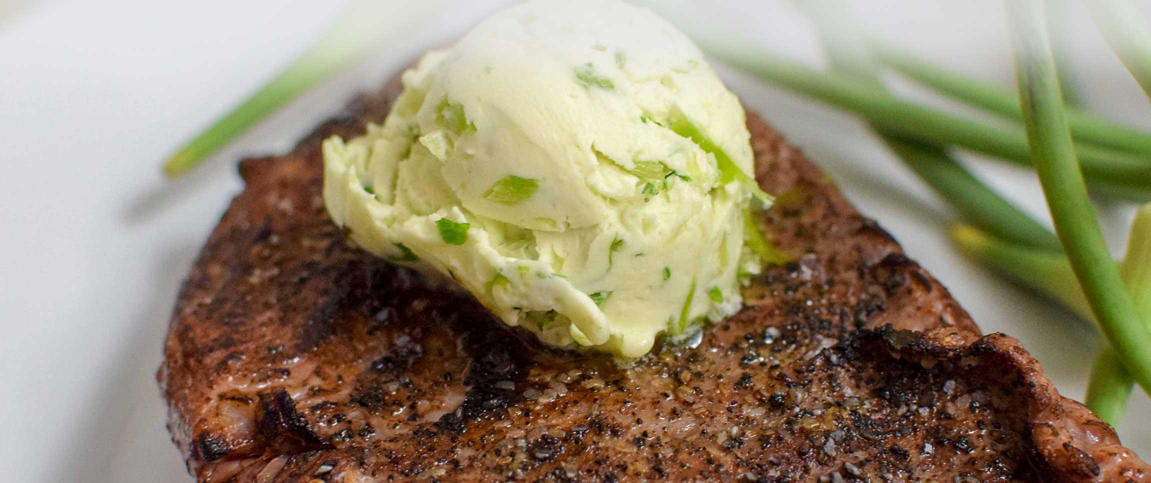 Basil and Garlic Compound Butter Atop Steak