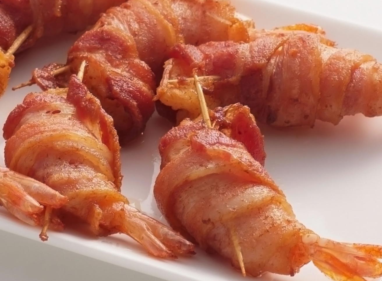 Bacon Wrapped Shrimp with Poblano Cream