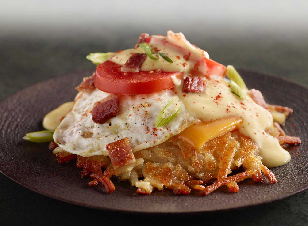 Bacon and Cheddar Hash Brown Stack