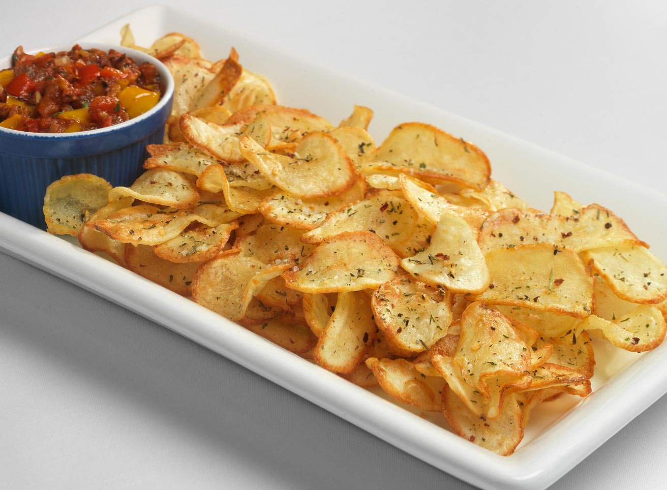 Balsamic-Herb Potato Chips with Italian Salsa