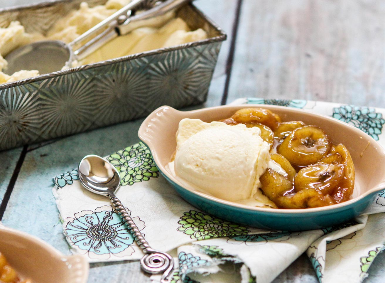 Gingered Banana Tarts with Coconut Ice Cream