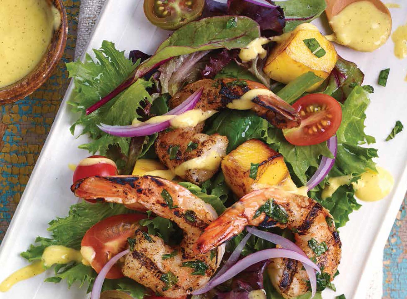 Grilled Shrimp Salad with Mango Dressing