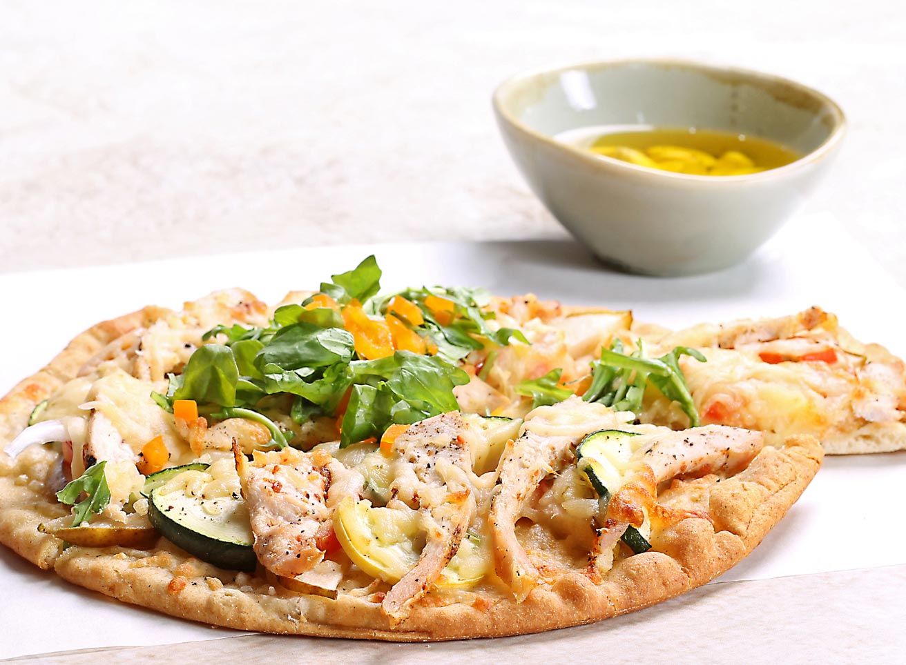Grilled Chicken and Vegetables on a Flatbread