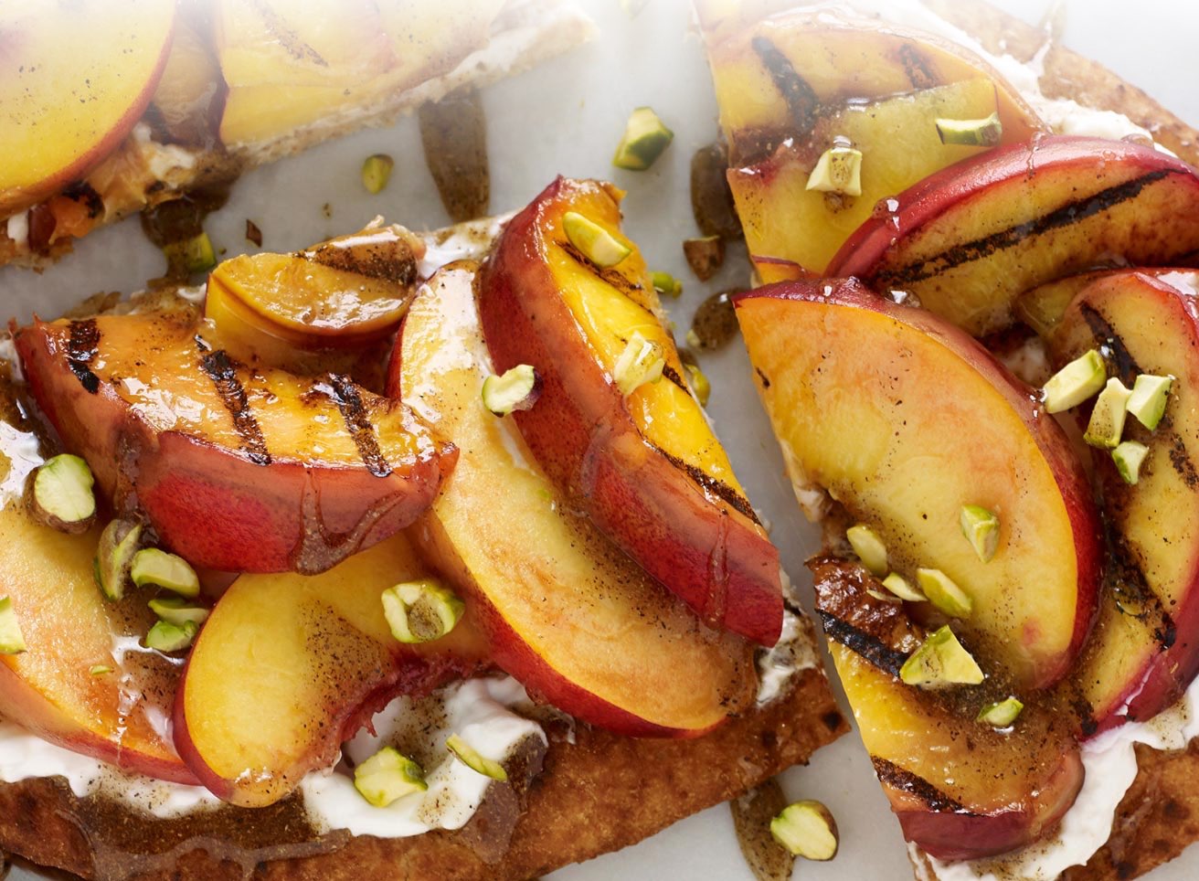 Pie Crust Topped with Grilled Peaches