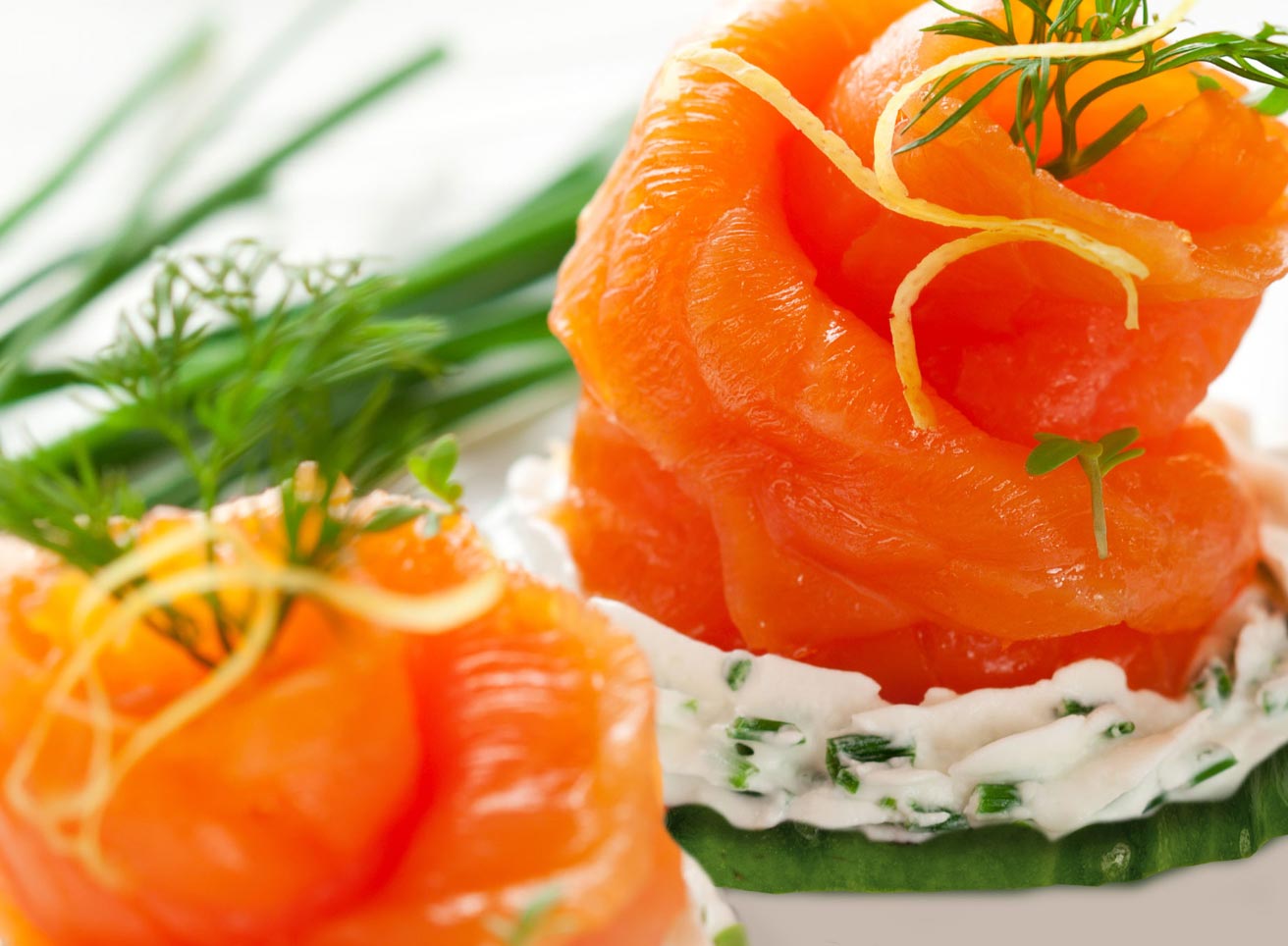 Cold Smoked Salmon Flowers with Dill Cream Cheese