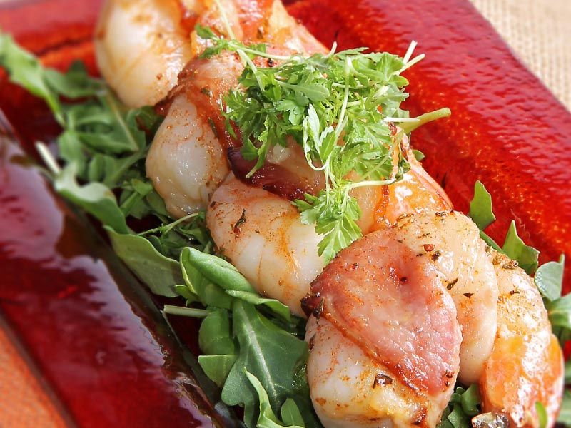 Spicy Maple Bacon Wrapped Shrimp