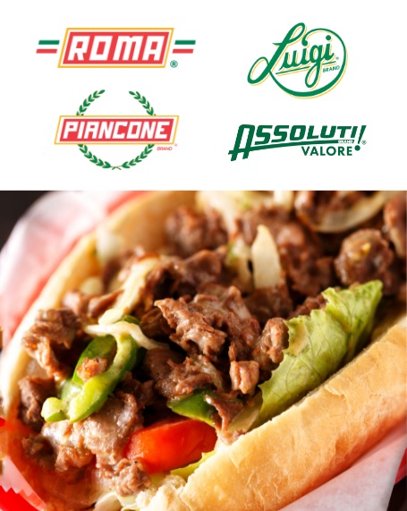 Steak and Cheese Philly Sandwich with Logos
