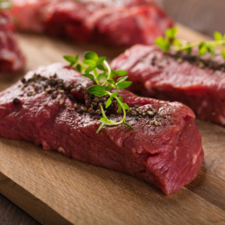 Fresh Cut Beef Strip with Seasoning on Top